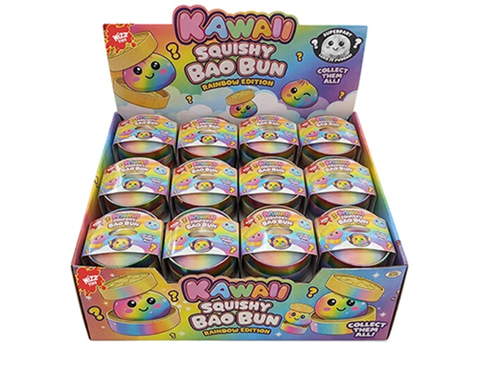 SQUISHY Ravioli (Dumpling) RAINBOW BAO con Maltose in Basket 8,5cm In espo da 12pz 6ass…x12…x48